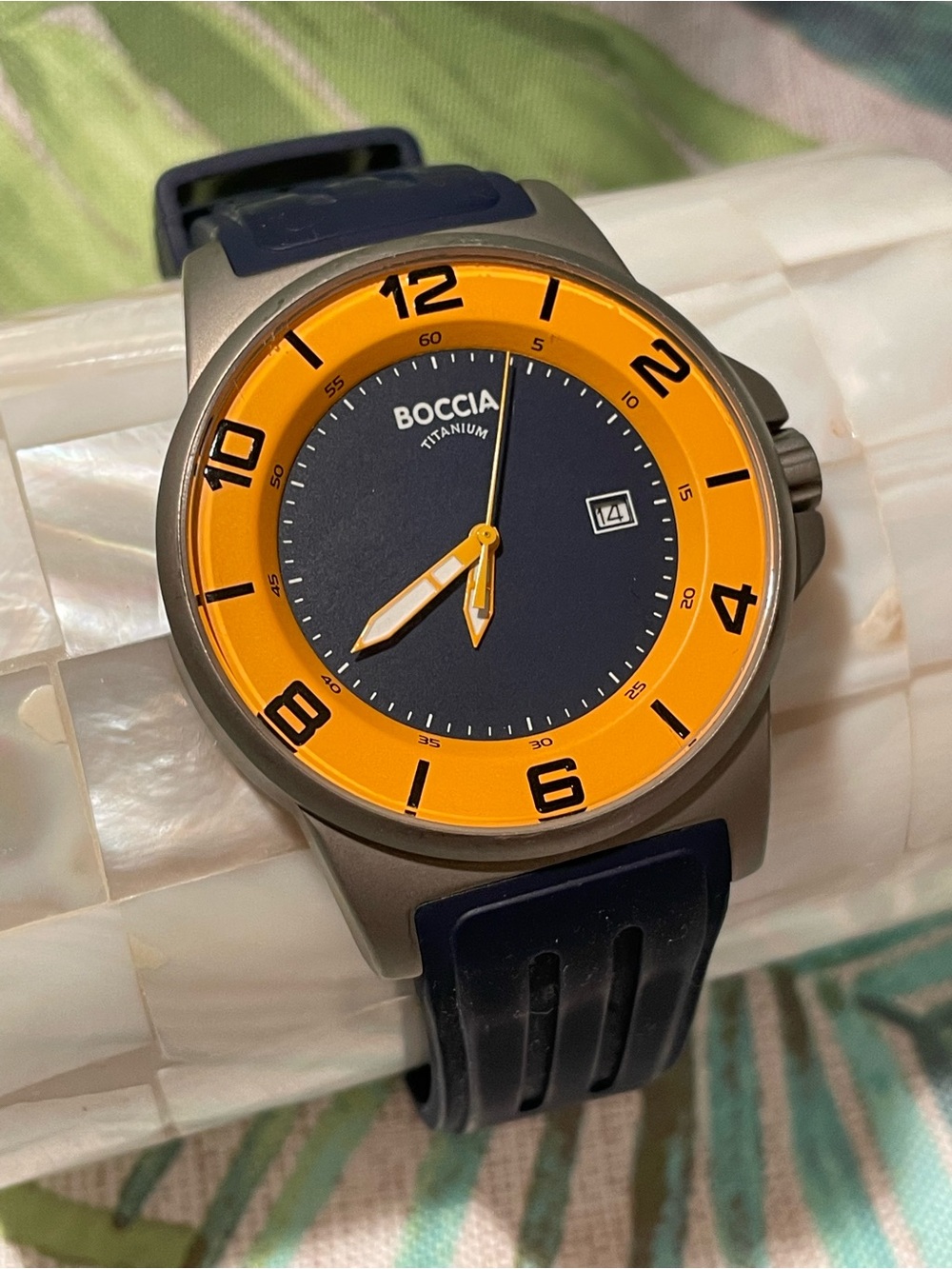 Boccia Titanium Navy & Orange Sport Watch